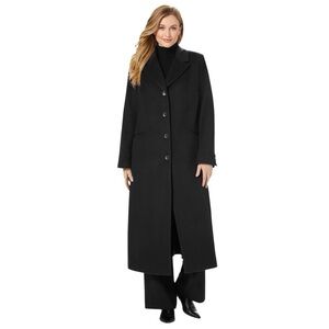 Jessica London black wool blend long pea coat NWT Size 16W Plus size coat